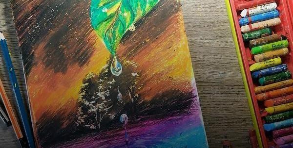 عکس نقاشی روی صورت با مداد شمعی
