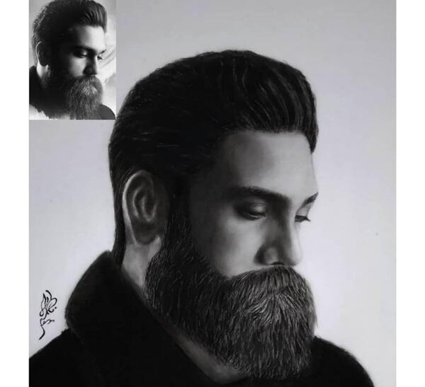 عکس نقاشی چهره صورت سیاه قلم