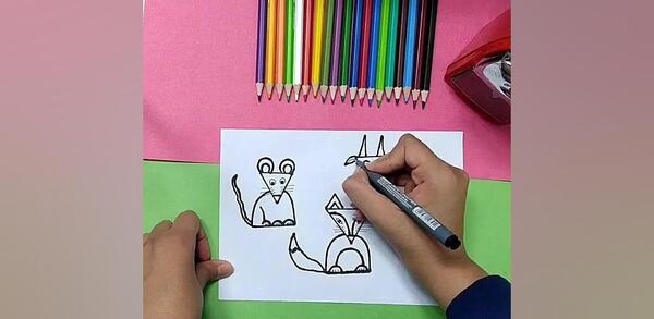 عکس نقاشی صورت حیوانات با مربع