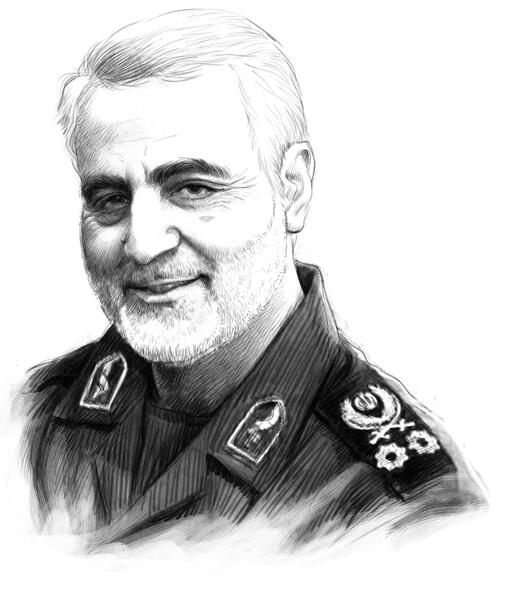 عکس آموزش نقاشی صورت حاج قاسم سلیمانی