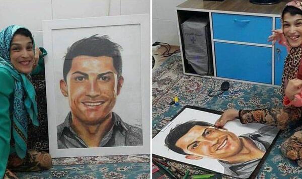 عکس نقاشی صورت رونالدو و مسی