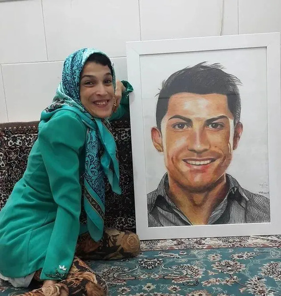 عکس نقاشی صورت رونالدو و مسی