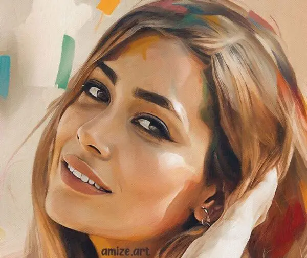 عکس نقاشی صورت روی بوم