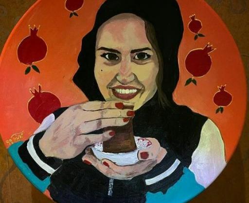 عکس نقاشی صورت روی بوم