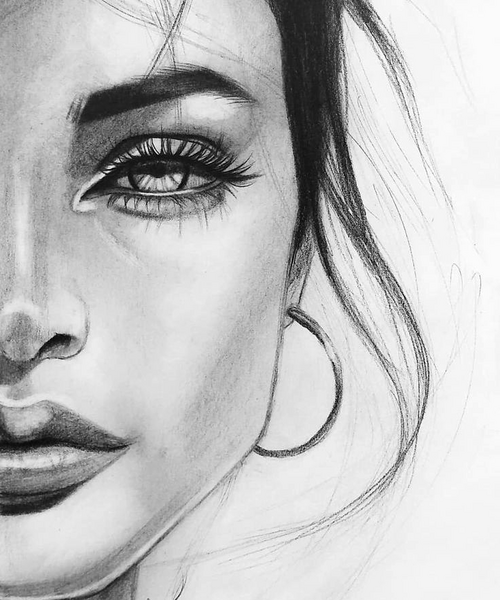 عکس نقاشی صورت زن ساده