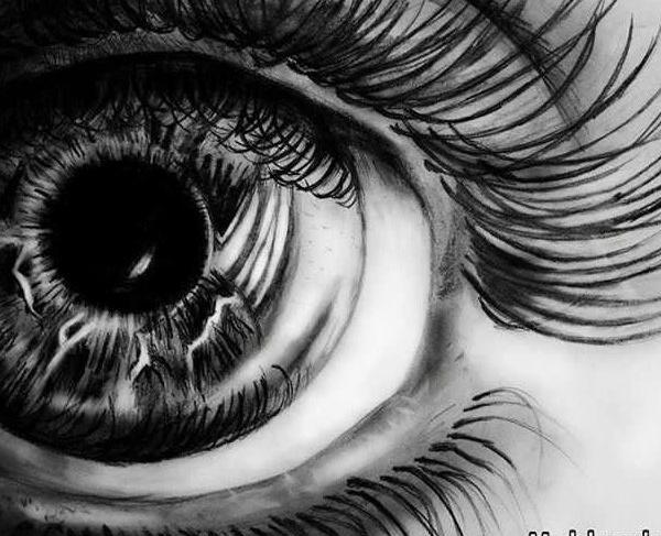 عکس نقاشی صورت سیاه قلم ساده