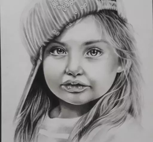 عکس نقاشی صورت دخترانه سیاه قلم