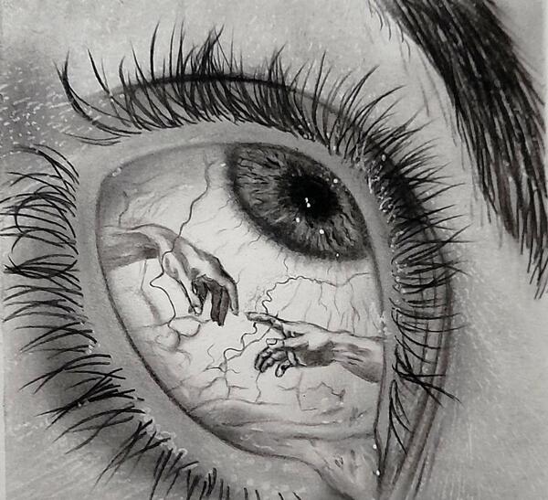 عکس نقاشی اجزای صورت سیاه قلم