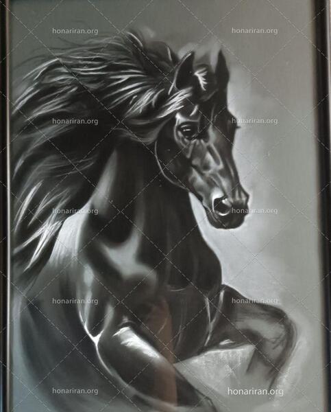 عکس نقاشی صورت اسب سیاه قلم