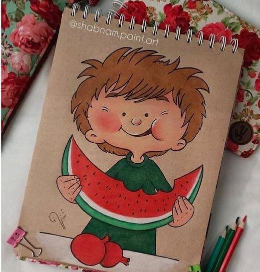 عکس مدل نقاشی صورت شب یلدا