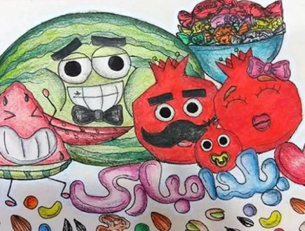 عکس مدل نقاشی صورت شب یلدا