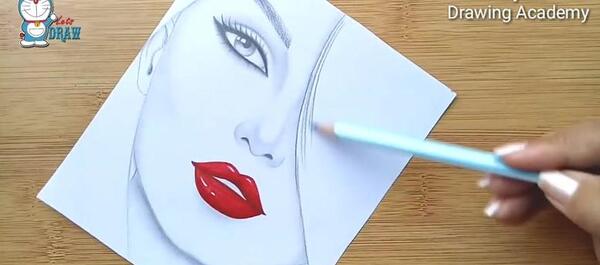 عکس نقاشی طراحی صورت دخترانه
