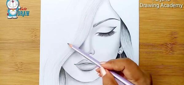 عکس نقاشی طراحی صورت دخترانه