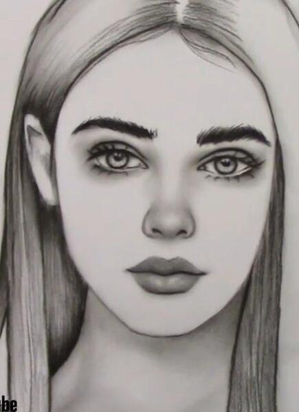عکس نقاشی طراحی صورت دخترانه