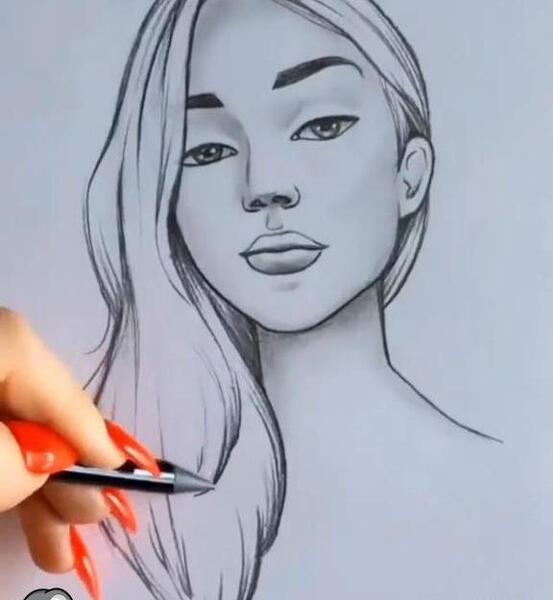 عکس نقاشی طراحی چهره دختر