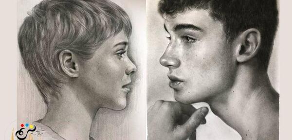 عکس نقاشي چهره سياه قلم