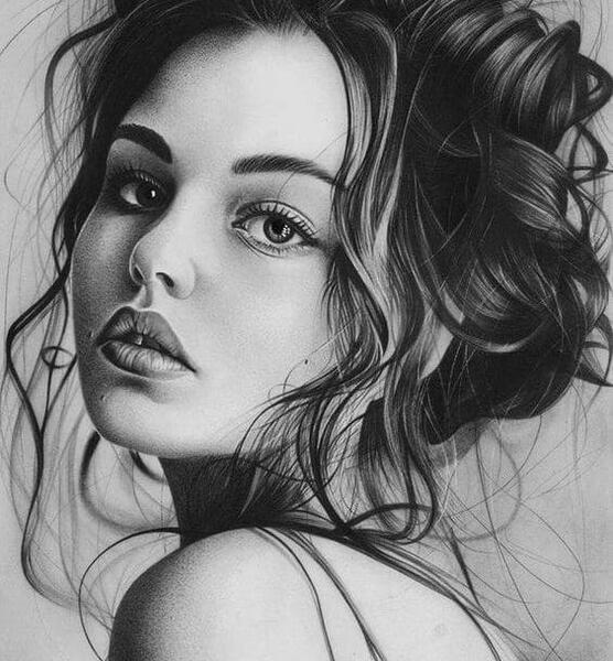 عکس نقاشی چهره سیاه قلم حرفه ای