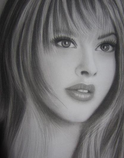 عکس نقاشی چهره سیاه قلم دختر