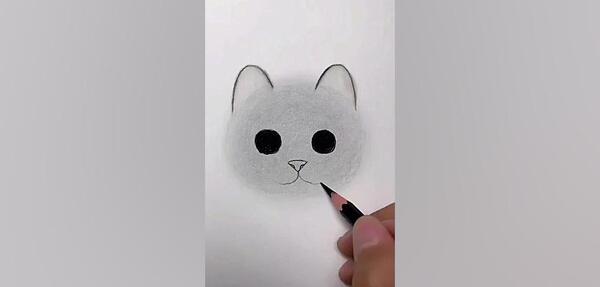 عکس نقاشی صورت گربه سیاه قلم