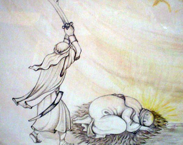 عکس نقاشی امام حسین با مداد رنگی