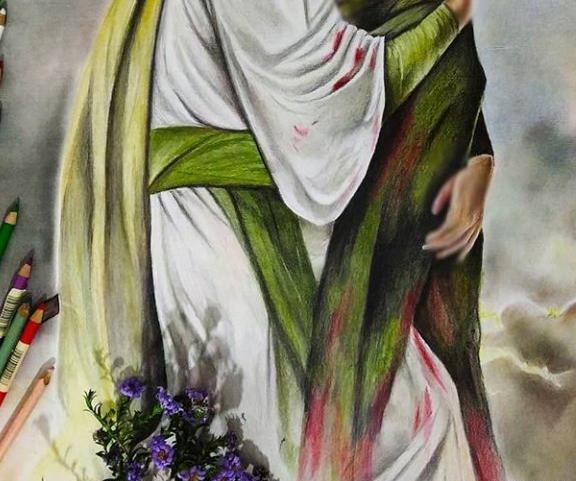 عکس نقاشی امام حسین با مداد رنگی