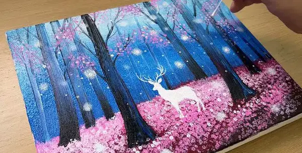 عکس نقاشی آهو در طبیعت