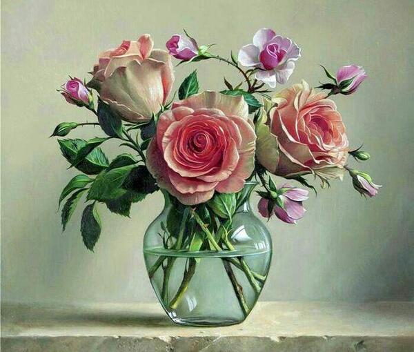 عکس نقاشی با مداد رنگی از گل