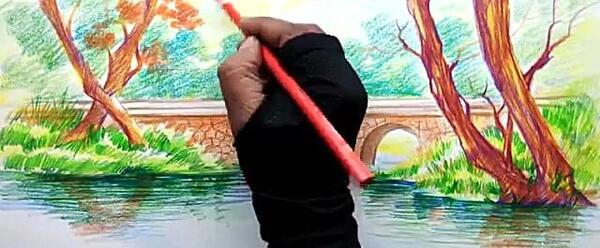 عکس نقاشی با مداد رنگی طبیعت