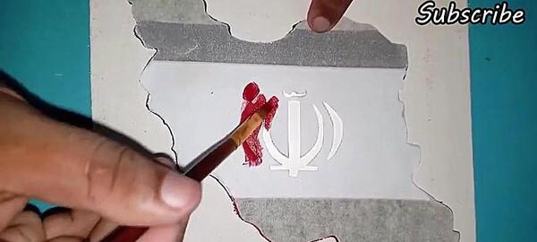 عکس نقاشی پرچم ایران با مداد رنگی