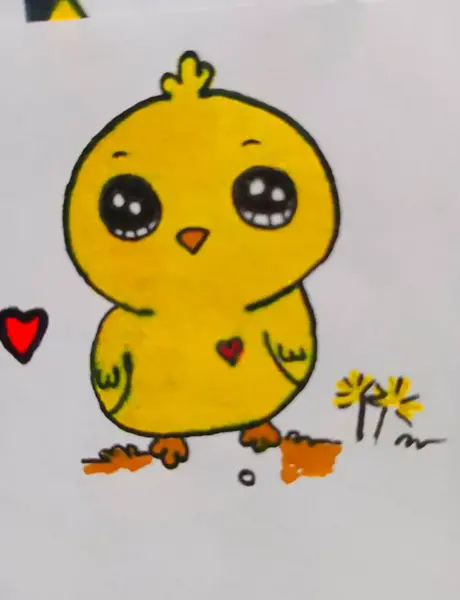 عکس نقاشی جوجه با دست