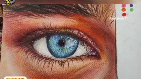عکس نقاشی چشم و ابرو با مداد رنگی