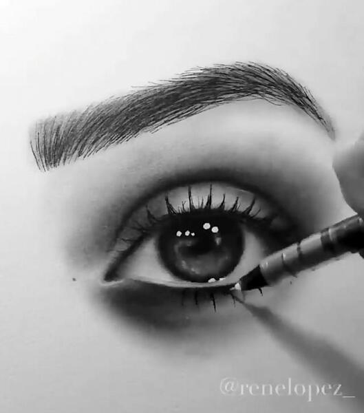 عکس نقاشی چشم و ابرو با خودکار