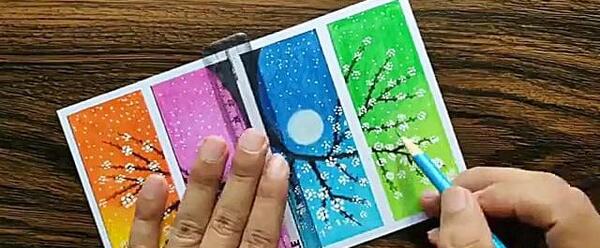 عکس نقاشی چهار فصل آسان و زیبا