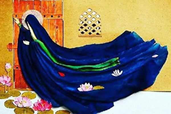 عکس نقاشی حضرت فاطمه در حال نماز خواندن