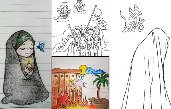 عکس نقاشی حضرت فاطمه زهرا آسان