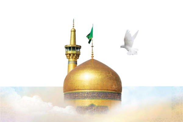 عکس نقاشی حرم امام رضا با کبوتر