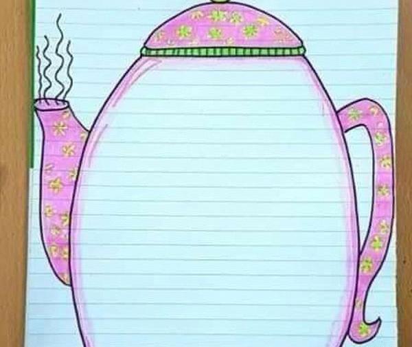 عکس نقاشی حاشیه دفتر مشق جدید دخترانه