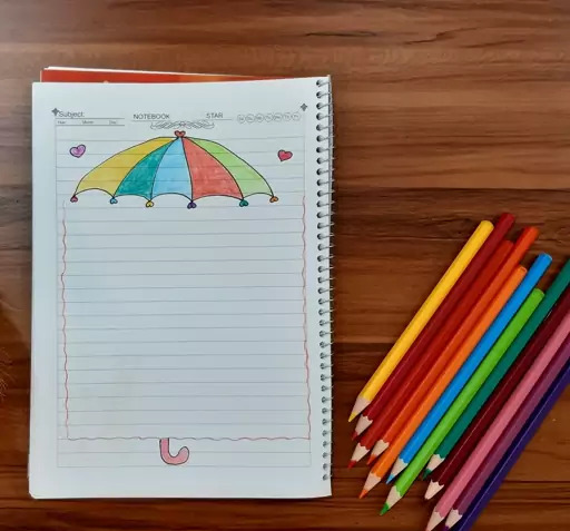 عکس نقاشی حاشیه دفتر مشق دخترانه