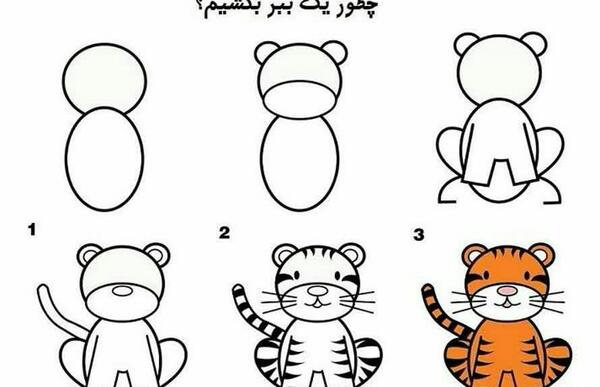 عکس نقاشی حیوانات کودکانه مرحله به مرحله