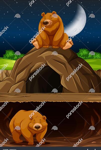 عکس نقاشی خرس در جنگل