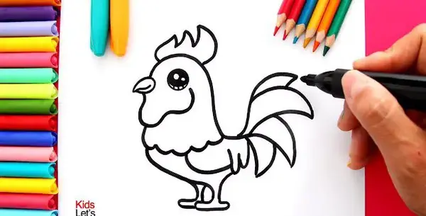 عکس نقاشی خروس با دست