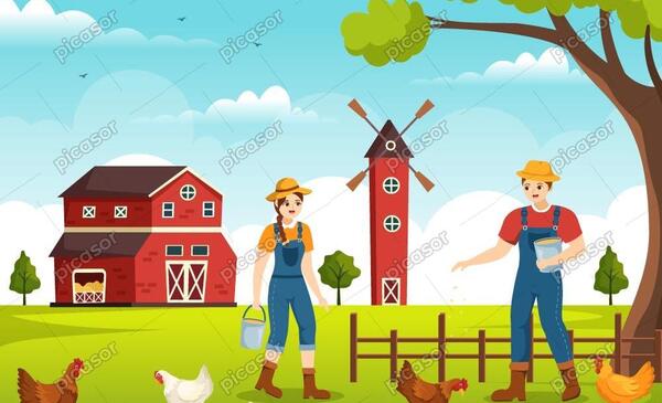 عکس نقاشی خروس و مرغ