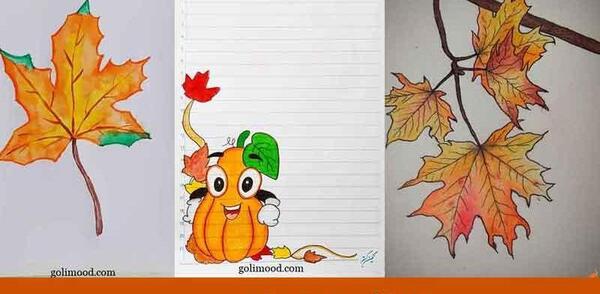 عکس نقاشی درخت پاییزی سخت