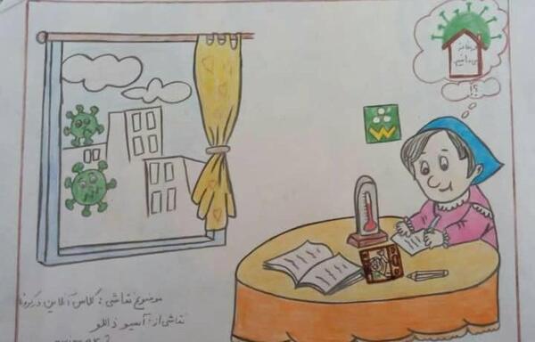 عکس نقاشی کودکانه در مورد کرونا