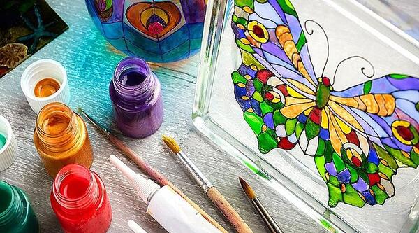 عکس نقاشی روی شیشه با ویترای فانتزی