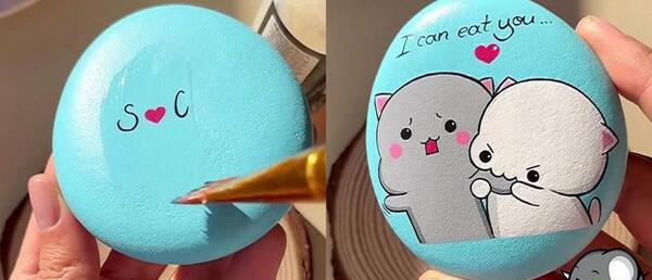 عکس نقاشی روی سنگ با آبرنگ