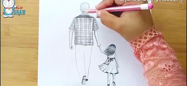 عکس نقاشی روز پدر دختر