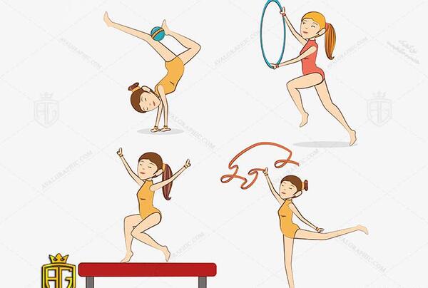 عکس نقاشی ورزشی ژیمناستیک دخترانه
