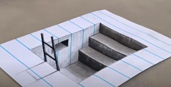 عکس نقاشی سه بعدی آسان با مداد