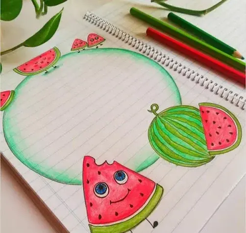 عکس نقاشی شب یلدا با مداد رنگی